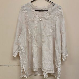 Symple NYC embroidered linen tunic